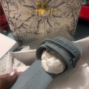 Dior Women's Gray Slide Sandals